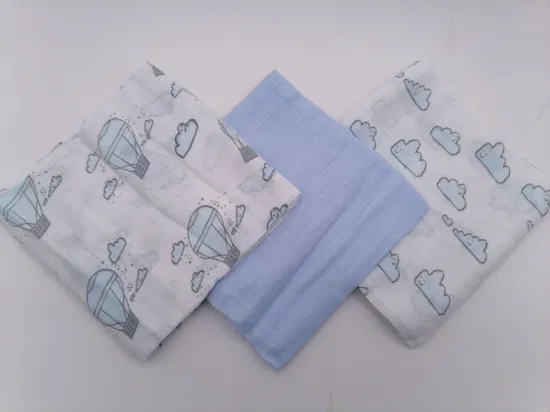 Paquet de 3 lingettes à couches carrées en mousseline de coton pour bébé nouveau-né