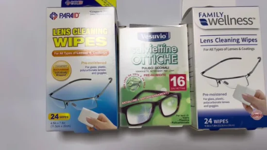 Professionnel pour le nettoyage des lunettes, lingettes humides pré